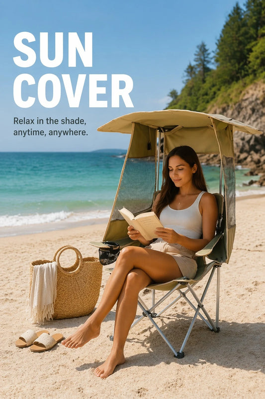 Selected Outdoor Three Sided Curtain Folding Chair Sunshade Chair Picnic Camping Chair Fishing Chair Sunscreen Beach Chair