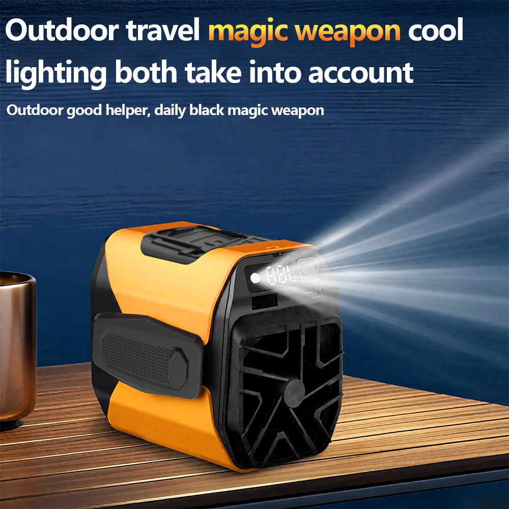 Portable Waist Fan Clip On, MAX 7H Work Time, Rechargeable Wearable Shirt Fan with Light,with Power Bank Function,16000RPM Powerful 5 Speed Belt Fans Personal Fans for Outdoor Jobsite Camping Travel