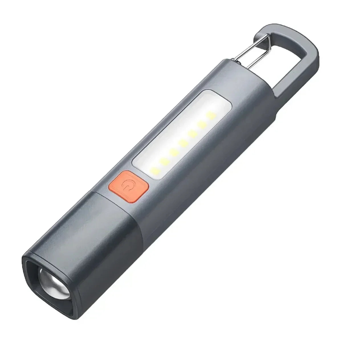 Mini Portable LED Strong Lighting ABS Flashlamp USB Rechargeable With Hook Zoomable Torch Outdoor Camping Hanging Emergency Lamp