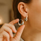 Stainless Steel Golden Double Layered Five Petal Flower Earring for Women Vintage Stripe Flower Dangle Earrings Jewelry Gifts