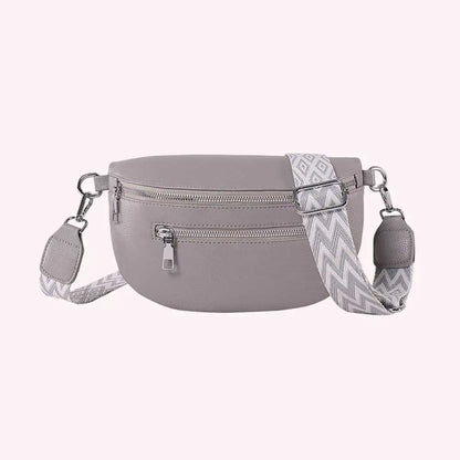 2024 Luxury Designer Women's Chest Bag PU Leather Wide Strap Shoulder Crossbody Bag Female Fashion Fanny Pack Banana Waist Bag