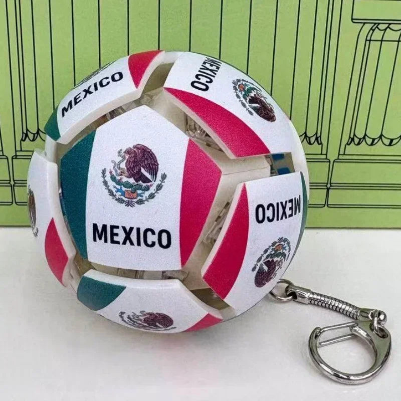 Football Soccer Keychain Fidget Stress Relief Pendant Multi National Team Souvenir Portable Decompression Toy With Gift Box