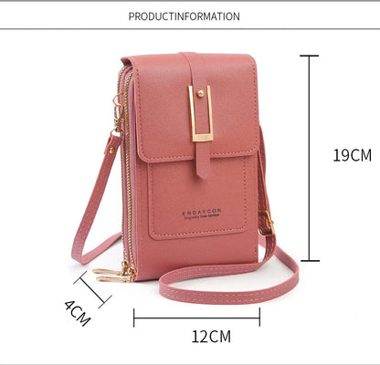 New transparent touchscreen phone bag trend simple crossbody small bag phone women's bag change bag vertical design
