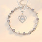 2pcs/set 925 Sterling Silver Heart Bracelet Necklace Jewelry Set for Women Korean Adjustable Charm Bracelet Luxury Party Jewelry