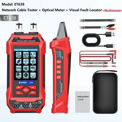 TOOLTOP Network Cable Tester 4 in 1 Multi-function Fiber Optical Power Meter Visual Fault Locator noise-free LAN Line Tracking