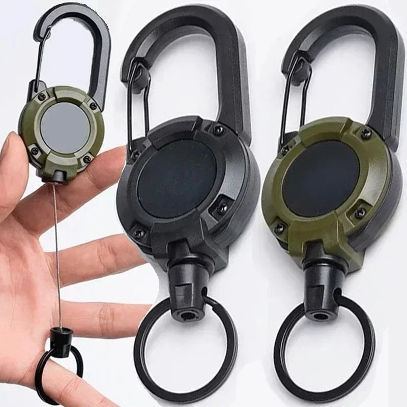 1Pcs Heavy Duty Retractable ID Badge Reels with Carabiner – Anti-Theft Keychain for Work, Hospital & Outdoor