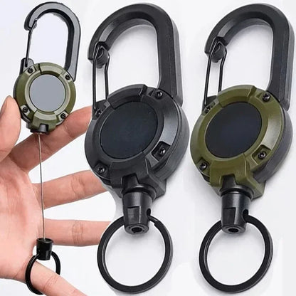 1Pcs Heavy Duty Retractable ID Badge Reels with Carabiner – Anti-Theft Keychain for Work, Hospital & Outdoor