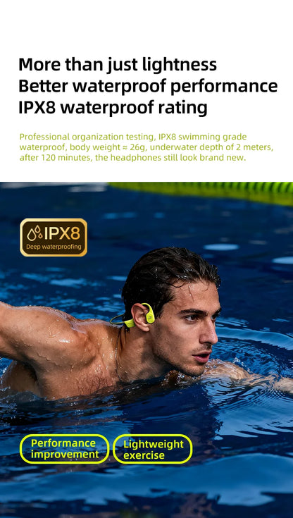 POLVCDG x34 Bone Conduction Swimming Earphones 32GB Memory IPX8 Waterproof Outdoor Trail Running ClimbingRock Climbing Earphones