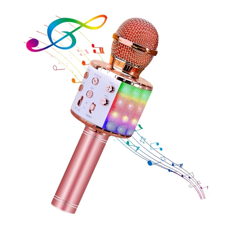 Wireless Bluetooth Karaoke Microphone with Built-in Speaker, Portable Singing Microphone for Kids Adults  with RGB Lights