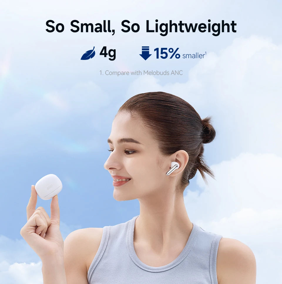 QCY Melobuds N50 ANC Bluetooth 5.4 Słuchawki Bezprzewodowe z Aktywną Redukcją Szumów 6 Mikrofonów Czyste Połączenia Wielopunktowe