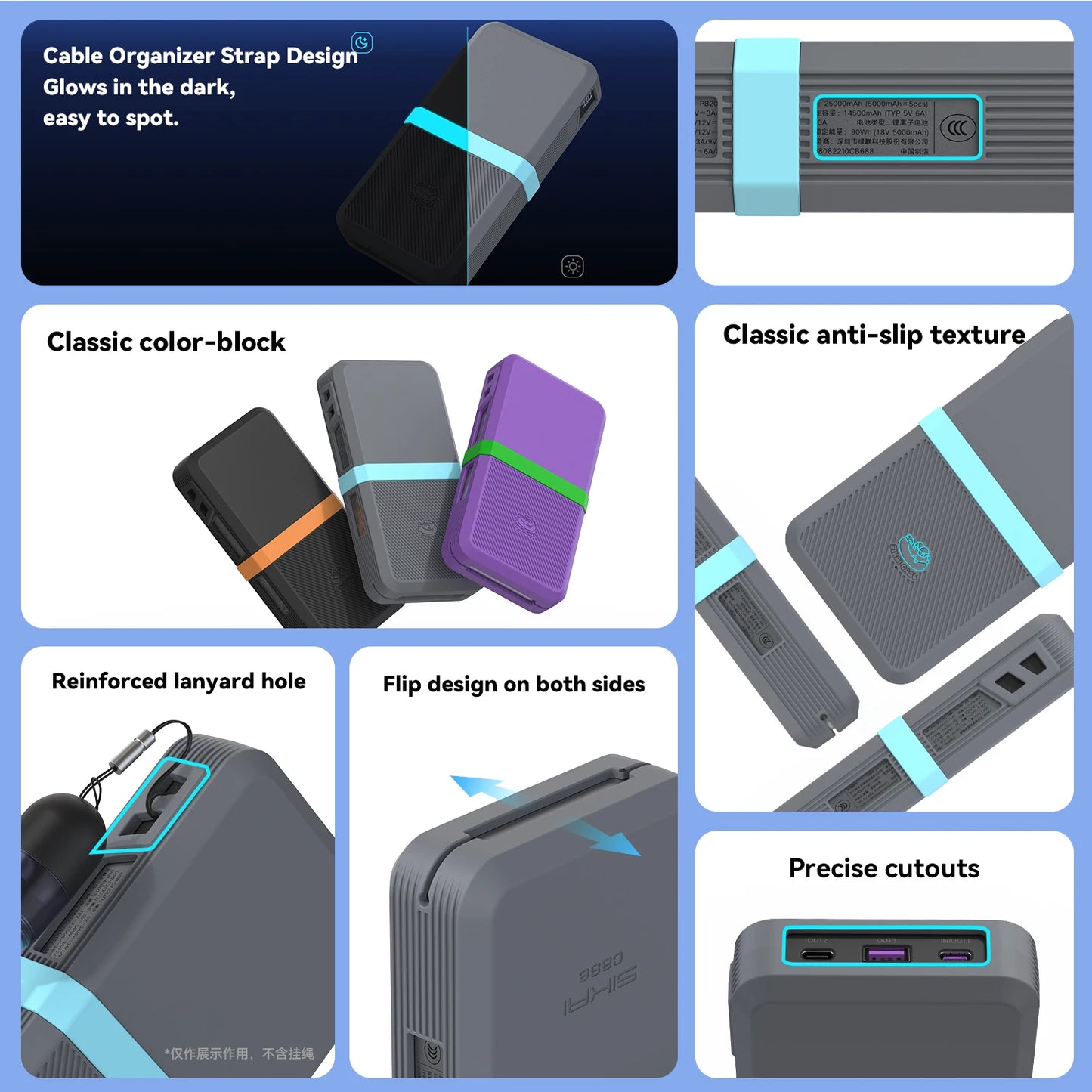SIKAI Silicone Case for UGREEN 145W 25000mAh Power Bank  Shockproof Cover with Precise Cutouts