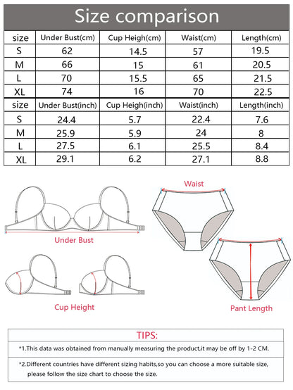 Red Lace Bra and Panty Set Women Sexy Push Up Underwear Embroidered Elegant Bridal Lingerie Valentine’s Day Gift A3005