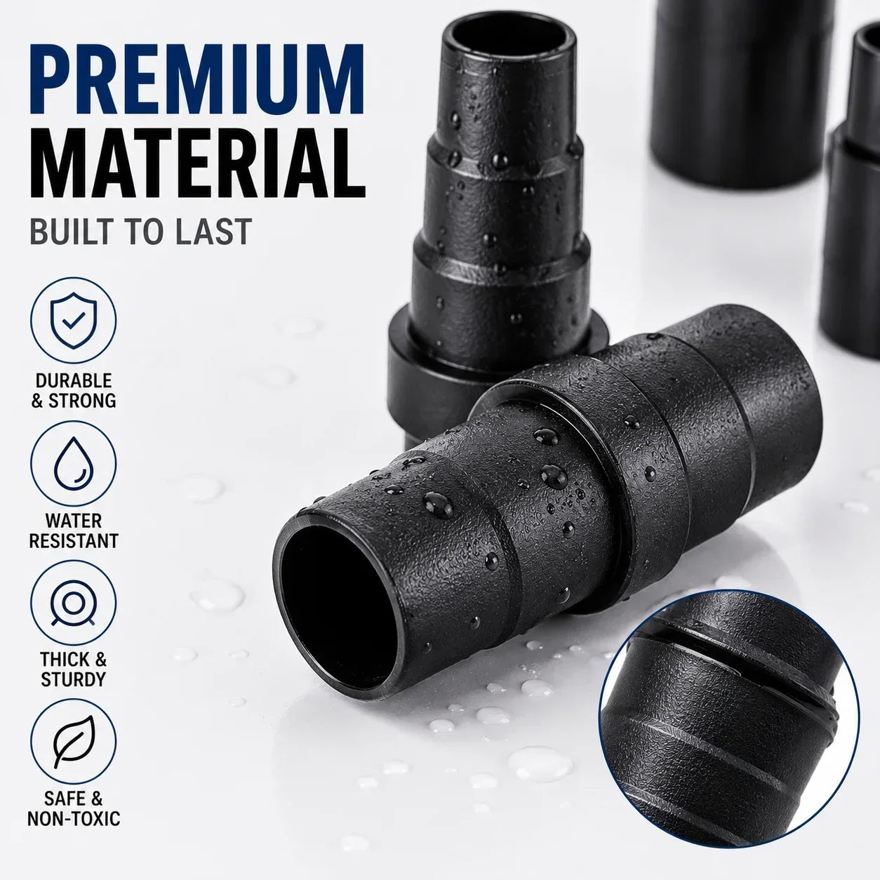 Airtight Universal Vacuum Hose Adapter 50-23mm Efficient Dust Collection Reducer Set for Power Tool Workshop Dust Free