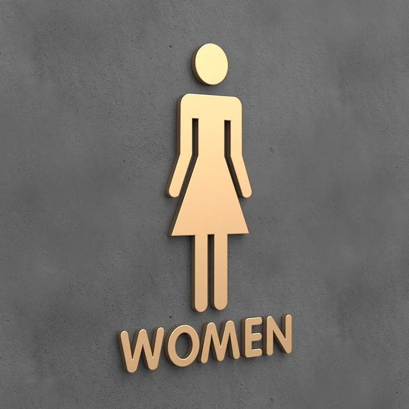 Matte Black Gold Toilet Sign Plate Acrylic 3D Wash Room Door Wall Label Sticker Wc BathRoom Signage Board Art Hotel Home Decor