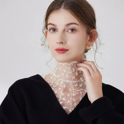 Beautiful Petal Fake Collar Black Lace False Blouse Detachable Lapel False Collar Sweater
