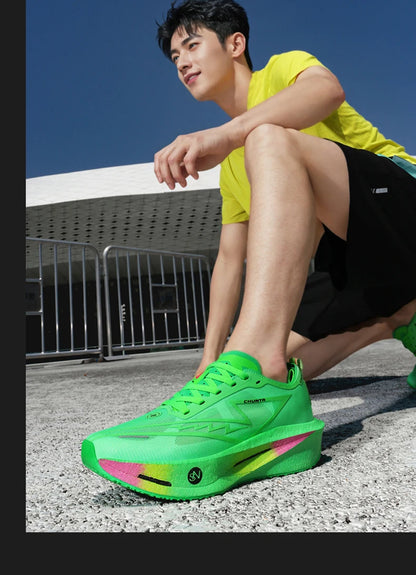 Men's Carbon Plate Breathable Mesh Running Shoes, Women's Marathon Shock-Absorbing and Anti Slip Chunta Sports Shoes