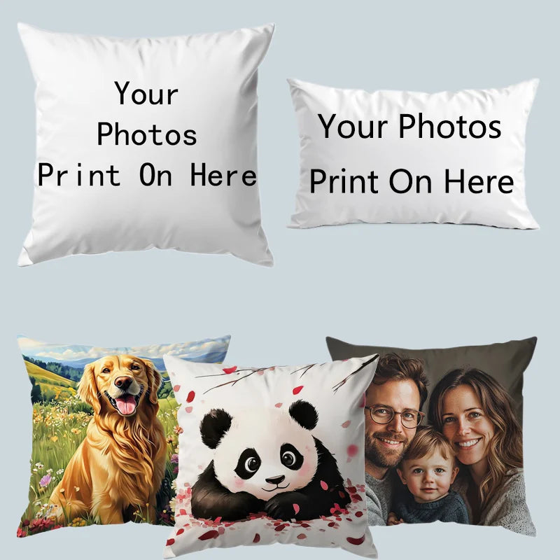 Custom Cushion Cover With Pictures Logo DIY Customized Throw Pillow Case Home Decorative Wedding Pets Baby Print Pillowcase
