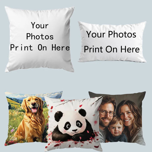 Custom Cushion Cover With Pictures Logo DIY Customized Throw Pillow Case Home Decorative Wedding Pets Baby Print Pillowcase