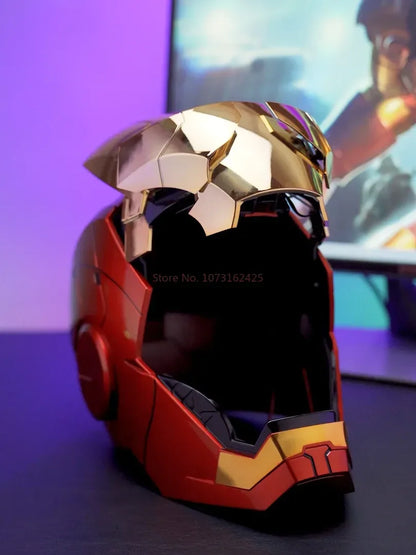 New AutoKing 1/1 Mk5 Iron Man Helmet Cosplay Voice Control Eyes with Light Model Toys for Adult Electric Wearable Christmas Gift