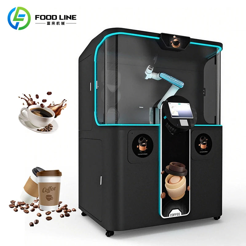 Custom AI Robotic Barista Coffee Machine, Smart AI Coffee Robot, Commercial Self Service Espresso Maker for Mall Hotel Cafe