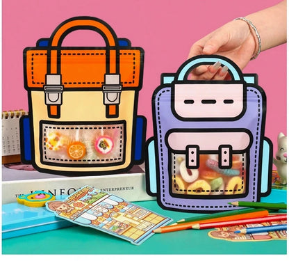 10-50 PCS Cartoon Self-Sealing Snack Bags Schoolbag Shape Biscuit Candy Handbags Children's Day Kids Birthday Gift Packaging Bag