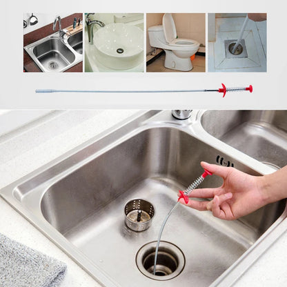 160/60cm Sewer Dredge Pipe Four-claw Hook Sewer Dredging Anti-blocking Tool Telescopic Flexible Claw Reusable Cleaner
