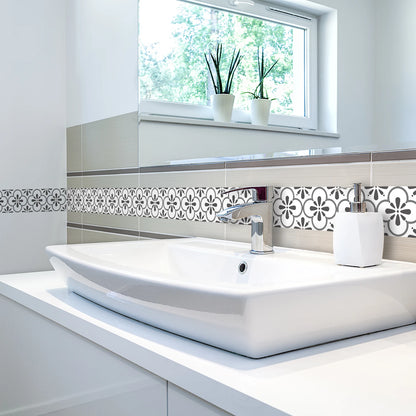 10x200cm Baseboard Sticker Moroccan Mosaic Tile Style Wall Border Sticker DIY Kitchen Bathroom Decoration Waistline Wall Sticker