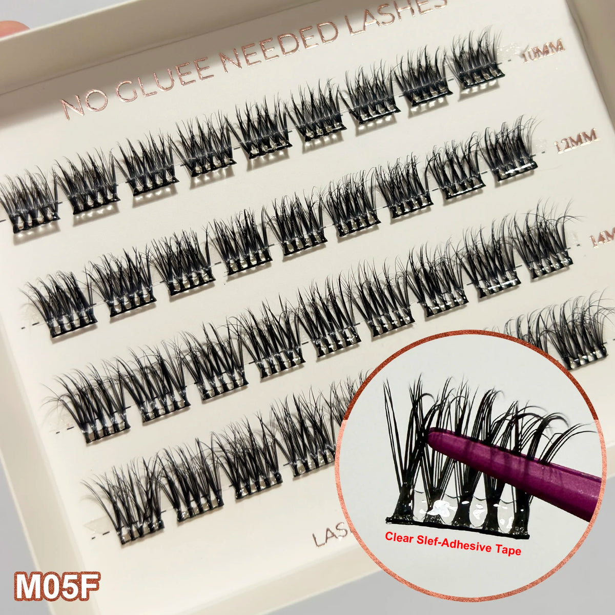 2‑5 Days Strong Hold Press On Cluster Lashes Wide Black Pre‑glued Band Self Adhesive Eyelashes NEW No Glue Need Lash Clusters