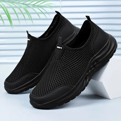 Men's Summer New Mesh Breathable Anti-Odor Slip-On Casual Shoes Lightweight Comfort Dad Walking Flats Soft Sole Outdoor Loafers