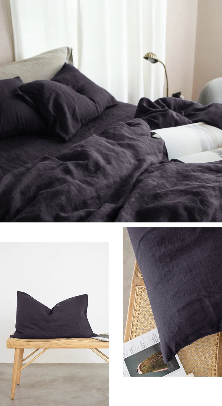 100% French Linen Soft Breathable Pillow Covers Decorative Square Throw Pillow Covers for Bed Couch Sofa Envelope Closure