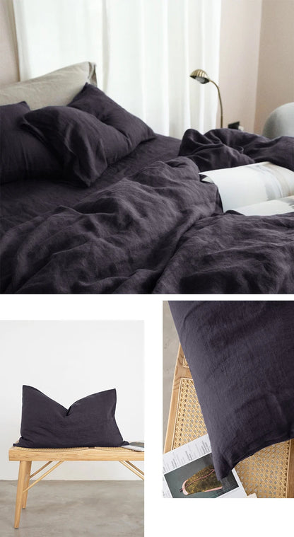 100% French Linen Soft Breathable Pillow Covers Decorative Square Throw Pillow Covers for Bed Couch Sofa Envelope Closure