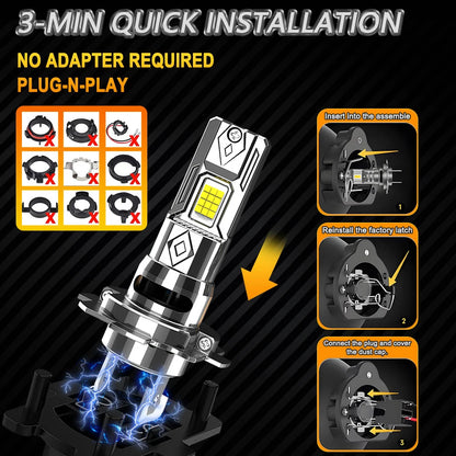 H7 Led CANBUS Headlight Bulbs 1500W Super Bright Wireless Turbo Fan Diode Lights for Car Ampoule LED H7 Automobile Fog Lamps