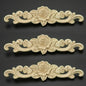 Natural Floral Wooden Carved Applique Wooden Figurines Crafts Corner Frame Appliques Frame Wall Door Furniture Woodcarving Decor