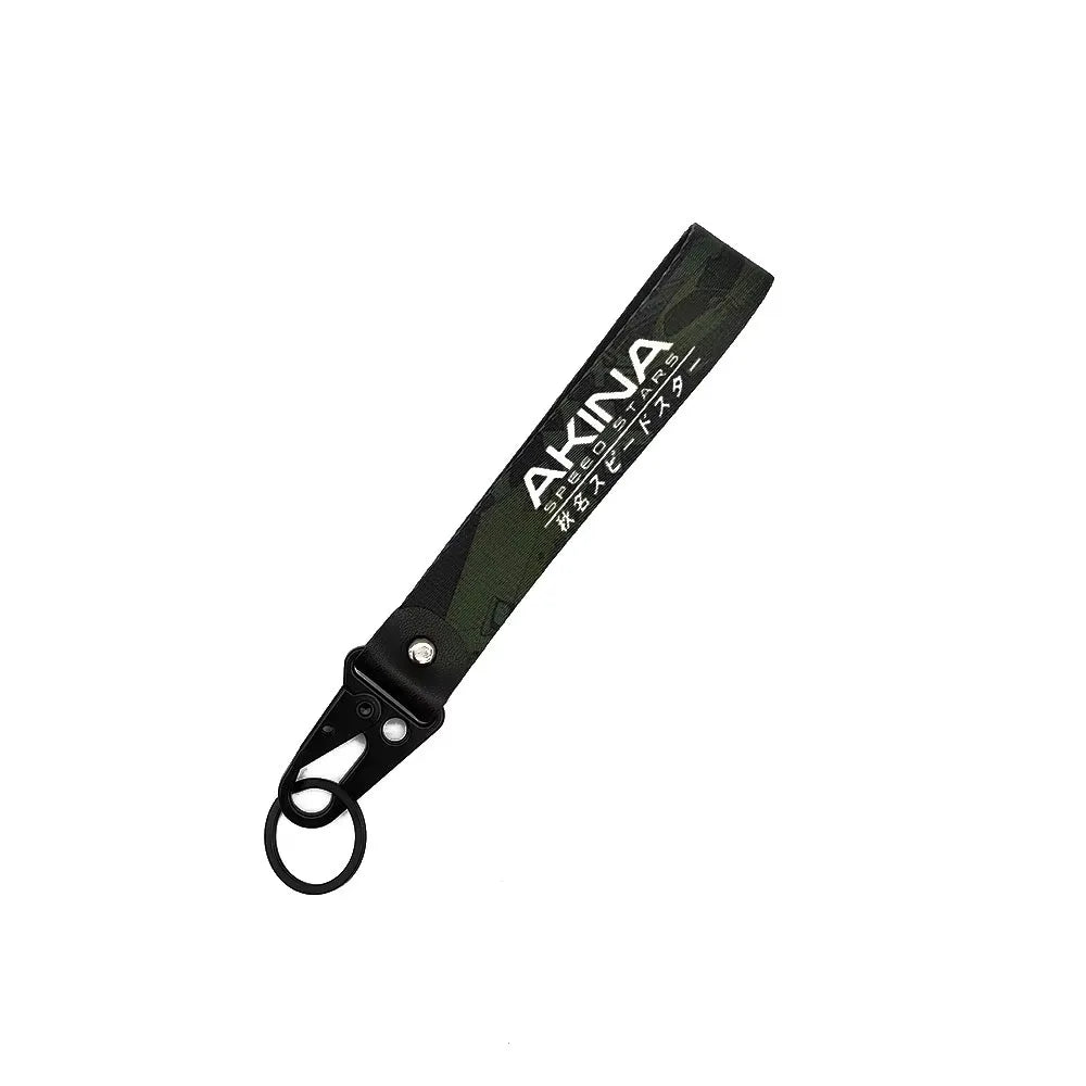 Initial D Car Keychain Nylon JDM Style Gift Lanyard Keyring Auto Key Steel Spring Clip Key Starp Key Pendant