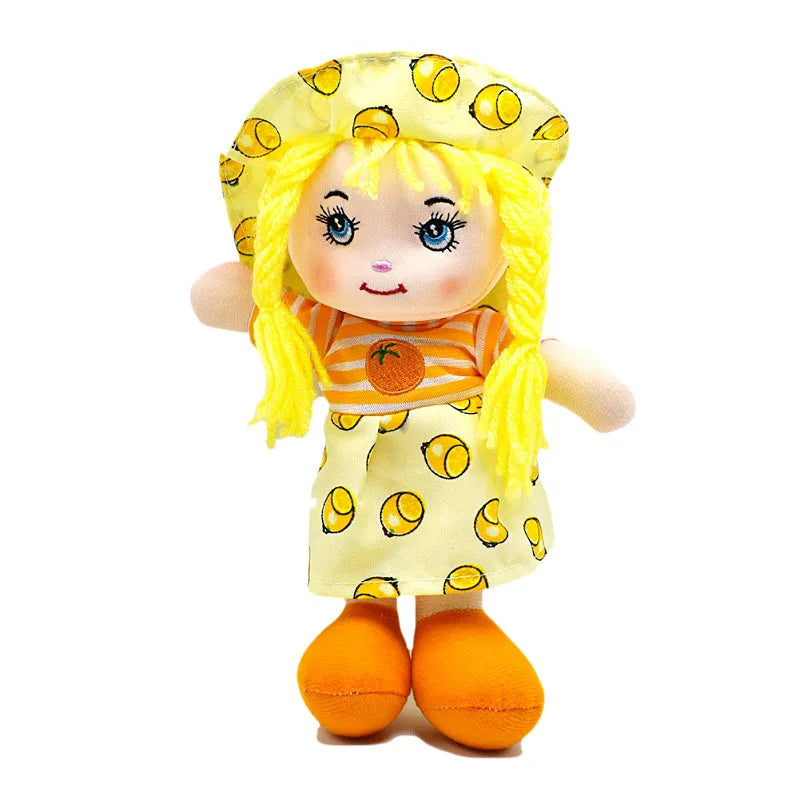 Cute 25cm Rag Dolls with Hat Cartoon Soft Kawaii Fruit Skirt Hat Girls Stuffed Plush Sleeping Toy Birthday Christmas Gifts