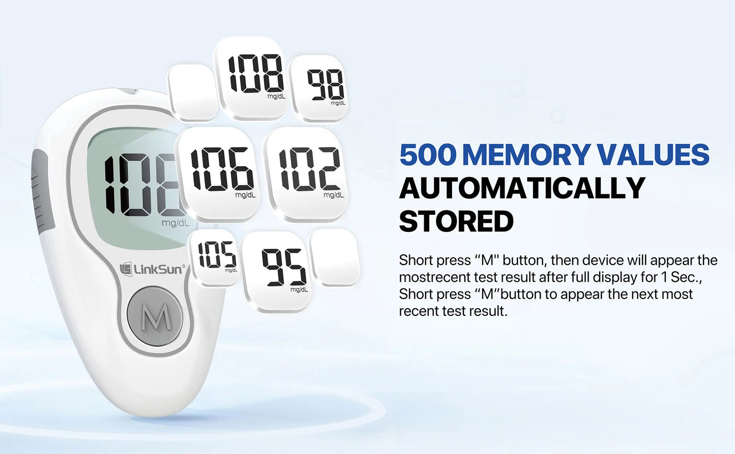 LinkSun G-425-3 Blood Glucose Meter 10/50/100pcs Test Strips Medical Diabetes Blood Sugar Test Monitor Complete Kit Glucosemeter