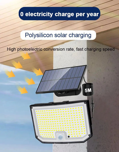 Solar Lights Outdoor 366/400/318 LED Motion Sensor Security Lights IP65 Waterproof Solar Powered Flood Lights for Garden Yard