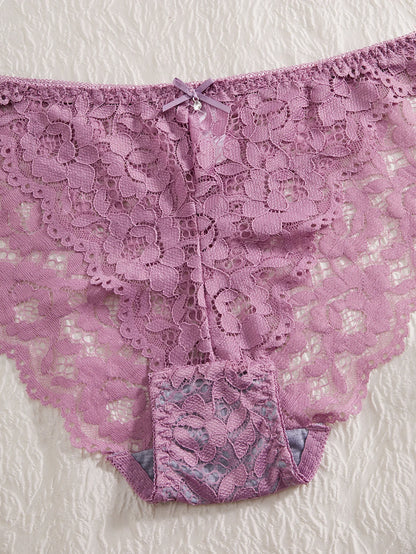6-Piece Set Women's Underwear Set Sexy Patterned Lace Patchwork No Lining Comfortable Fitting Women's Push-Up Bra Sexy Lingerie