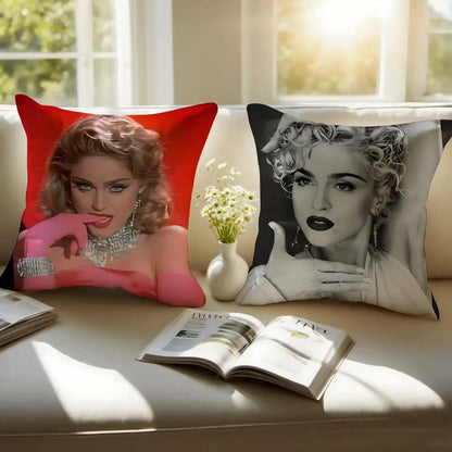 Iconic Pop American Singer M-Madonna Cushion Cover Pillowcase Short Plush Invisible zipper Room Sofa Cushion Cover
