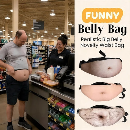 Funny Belly Bag Novelty Waist Pack Realistic Fake Big Belly Prank Prop Costume Accessories Halloween Party Gift Decor 2027
