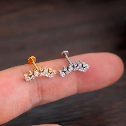 ASTM F136 Titanium Piercing Stud 16g 5A Zircon Tragus Cartilage Helix Conch Ear ring Body Jewelry