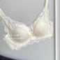 French Style Lace Satin Splice Bra Set Women Small Chest Gathered Lift Up Comfortable Soft Daily Underwear Lingerie Suit 32-38AB