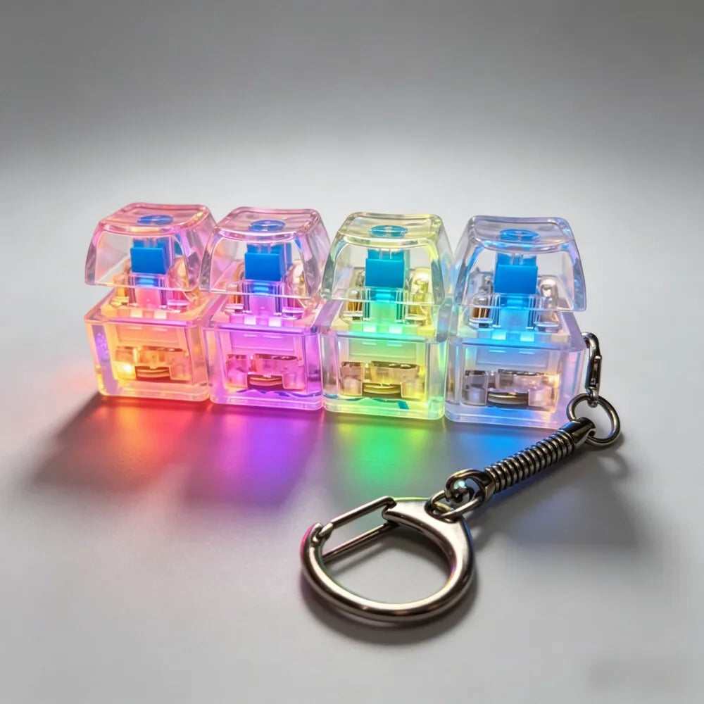 Cat Claw/Gyro Button Decompression Toy Mechanical Keyboard Shaft Tester Luminous Keyboard Keychain for Pressure Release
