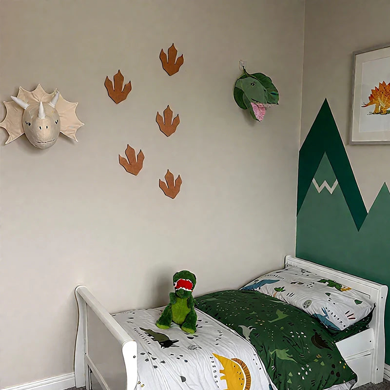 3Pcs Wooden Dinosaur Footprint Wall Stickers Dinosaur Foot Wall Stickers for Baby Room Wall Decor Dinosaur Wall Art Decorations