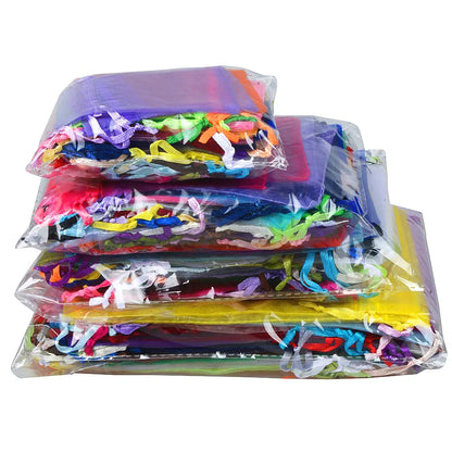50/100pcs Colorful Organza Gift Bag 5x7 7x9 9x12 10x15 13x18cm Party Wedding Favors Candy Jewelry Packaging Drawstring pouches