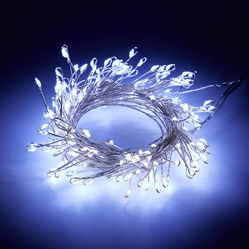 USB Power LED Firecracker String Lights Remote Control Garland Fairy Lights for Wedding Party Garden Plants Christmas Decoration