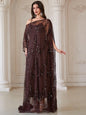 TOLEEN Elegant Round Batwing Sleeve Women's Robe, Decorated With Contrast Sequins And Ruffle Details, Non-Stretch Fabric Spring