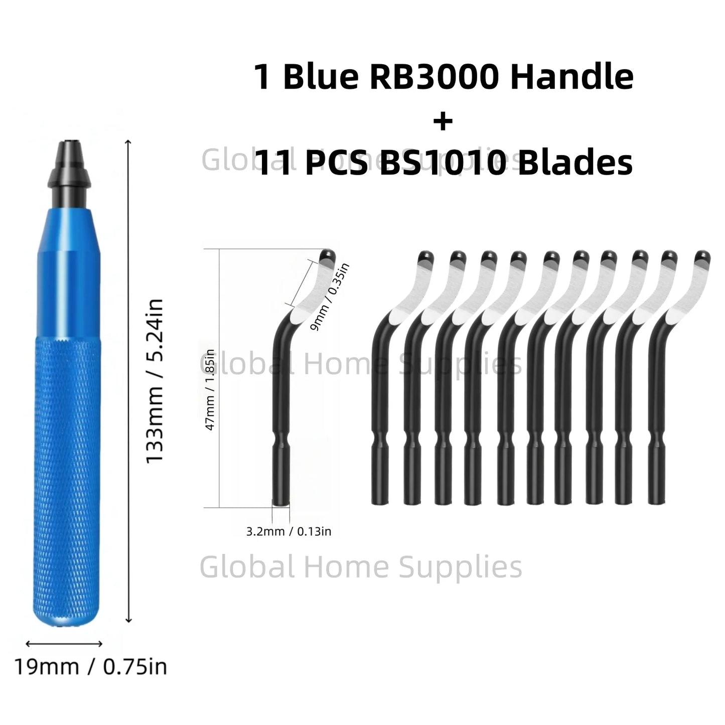 Deburring Tool RB3000 with 1 or 11 High Speed Steel Swivel Blades BS1010 BS1018 BK3010 BS3010 360 Degree Rotary Head Burr Remove