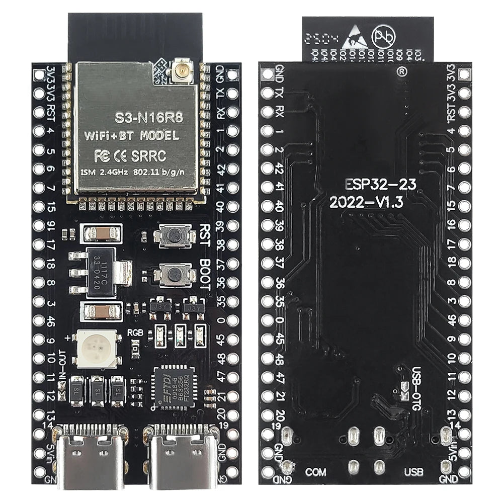 NEW ESP32-S3 Development Board with 2.4G Wifi BT Module for AI IOT DIY ESP32-S3WROOM1 N16R8 MCU 44Pin Type-C 8M PSRAM