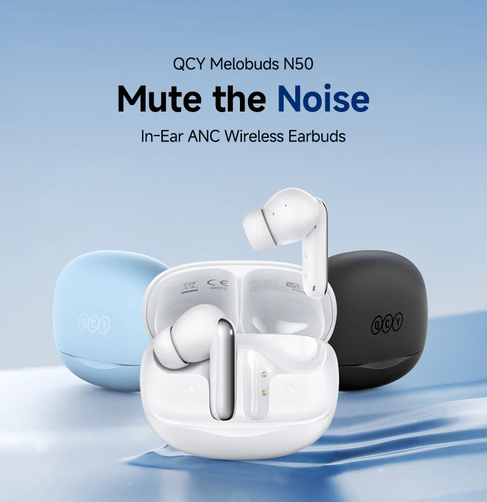 QCY Melobuds N50 ANC Bluetooth 5.4 Słuchawki Bezprzewodowe z Aktywną Redukcją Szumów 6 Mikrofonów Czyste Połączenia Wielopunktowe
